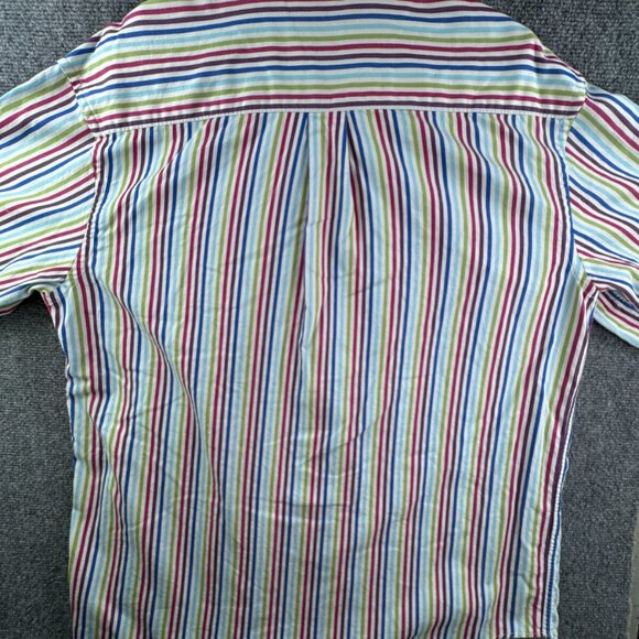Alan Flusser Men’s Long Sleeve Button Up Shirt Striped Colorful Large Red Blue - Picture 9 of 10